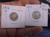 1916 S Mint and 1917 S Mint Mercury Dimes