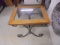 Iron and Wood Glass Top End Table