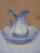 Blue Ironstone Pitcher and Bowl