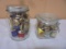 2 Glass Jars of Wooden Thread Spools