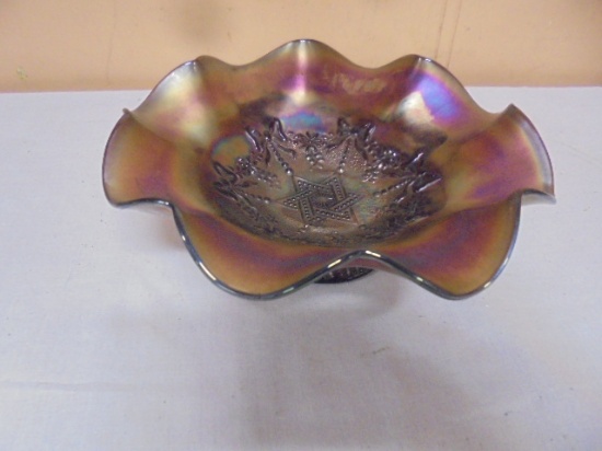 Fenton "Star of David" Fluted Carnival Glass Bowl
