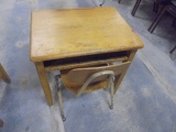 Wooden Child's Desk and Chair