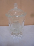Lead Crystal Frosted Covered Dish