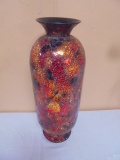 Large Art Crackle Glass and Pottery Vase