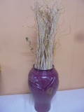 Large Glass Vase w/Dried Floral