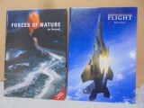 (2) Large Hard Back Books-Military Aircraft in Flight and Forces of Nature