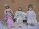 (3) Paradise Galleries Porcelain Dolls on Stands