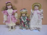 (3) Porcelain Dolls on Stands