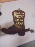Mind Your Manners Cowboy Boot Sign
