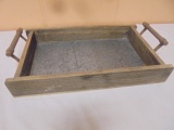 Wood and Galvanized Metal Double Handle Tray