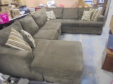 Like New 3 Pc.  Chocolate Brown Sectional w/Matching Accent Pillows and Chaise