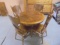 Round Oak Pedestal Dining Table w/4 Presse Back Chairs