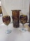 Art Glass Pitcher and 2 Matching Stemmed Goblets