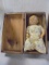 Antique Doll in Wooden Box