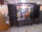 Beautiful Cherry Flat Panel TV Stand w/Glass Doors and Surround w/Lights and Glass Shelves