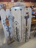 3 Section Wood Birdhouse Picket Fence Room Divider