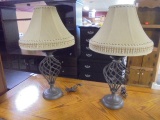 Beautiful Pair of Metal Art Table Lamps