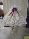 Electrified Oil Lamp w/Lace Shade
