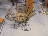 Antique Iron And Wicker Baby Buggy