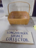 1996 Longaberger Pie Basket w/Protector and Wooden Sign
