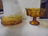 Pair of Amber Coin Glass Pieces