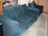 Blue Sofa and Matching Loveseat