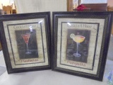Pair of Cocktail Framed Pictures (Margarita and Manhattan)