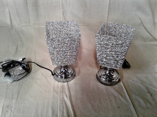 Pair of Metal Art Shaded Lamps