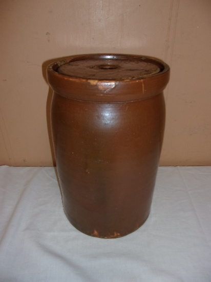 Brown Crock w/ Lid