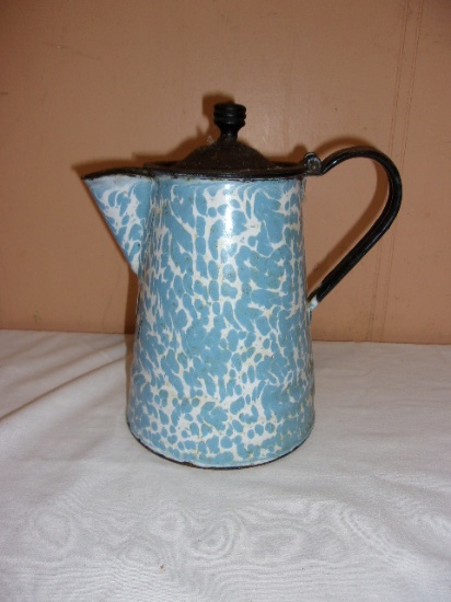 Blue Swirl Enamelware Coffee Pot