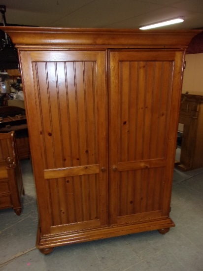 Solid Wood Double Door Armoire w/ Shelves and 2 Drawers
