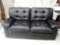 Black Faux Leather Apartment Sofa