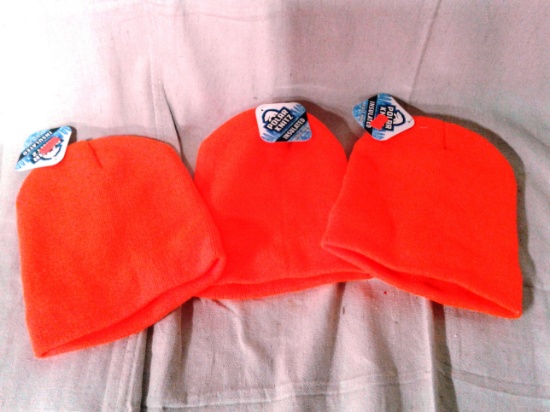 3 Hunter Orange Sock Caps