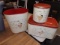 3pc Vintage Metal Breadbox-Canister-Wastecan