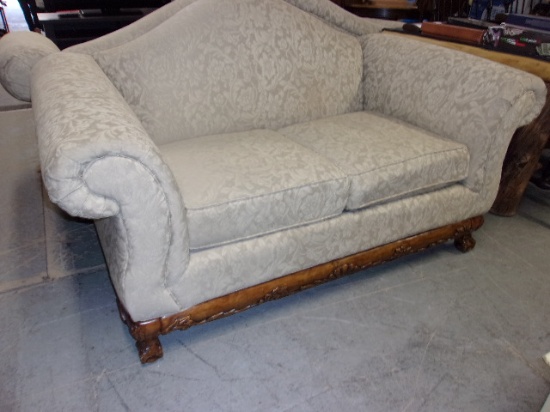 Beautiful Craftmaster Ivory Loveseat w/ Wood Accent Trim&Ball and Claw Feet