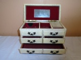 Wooden Musical Jewelry Box w/ 3 Drawers