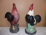 (2) Indoor/Outdoor Weighted Bottom Chicken Statues