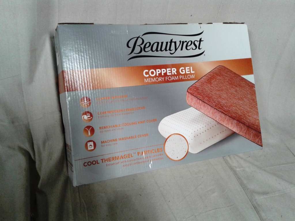 beautyrest copper gel memory foam pillow with removable cover