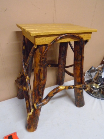 Oak Top Log Stool/Side Table (Like New)