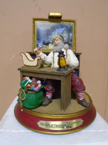 Thomas Kinkade Lighted "The Gift of Christmas" Santa w/Certificate