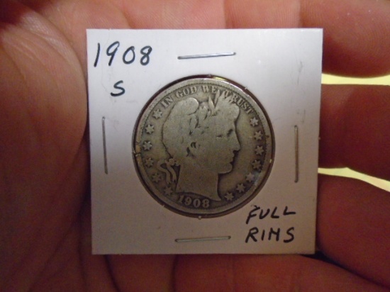 1908 S Mint Barber Half Dollar