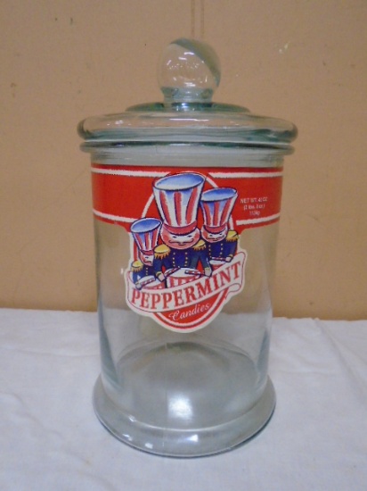 Glass Peppermint Candy Jar