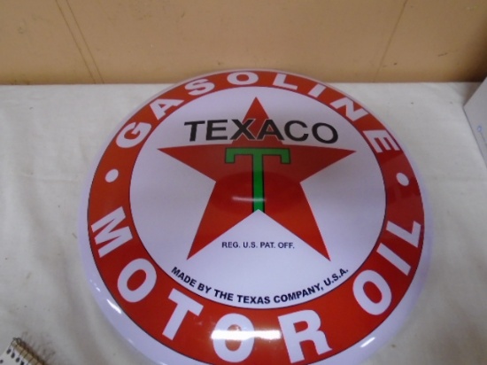Texaco Gasoline-Motor Oil Metal Button Sign