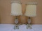 Matching Pair of Vintage Glass Bedroom Lamps