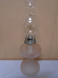 Pink Satin Glass Oil Lamp