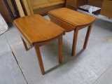 Matching Pair of Solid Wood Drop Leaf Side Tables