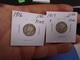 1916 and 1917 S Mint Mercury Dimes
