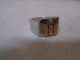 Mens Stainless Steel International Harvester Ring (10kt Gold Logo w/ Diamond) Size 10 3/4