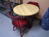 Small Round Pedistal Table w/ 2 Matching Wooden Chairs