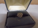 Ladies 10kt Gold Size 4.5 Ring-2.8gm-Diamond Cluster
